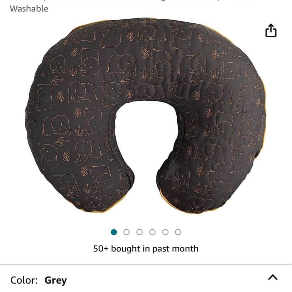 Elephant Print Nursing Pillow - Gray
